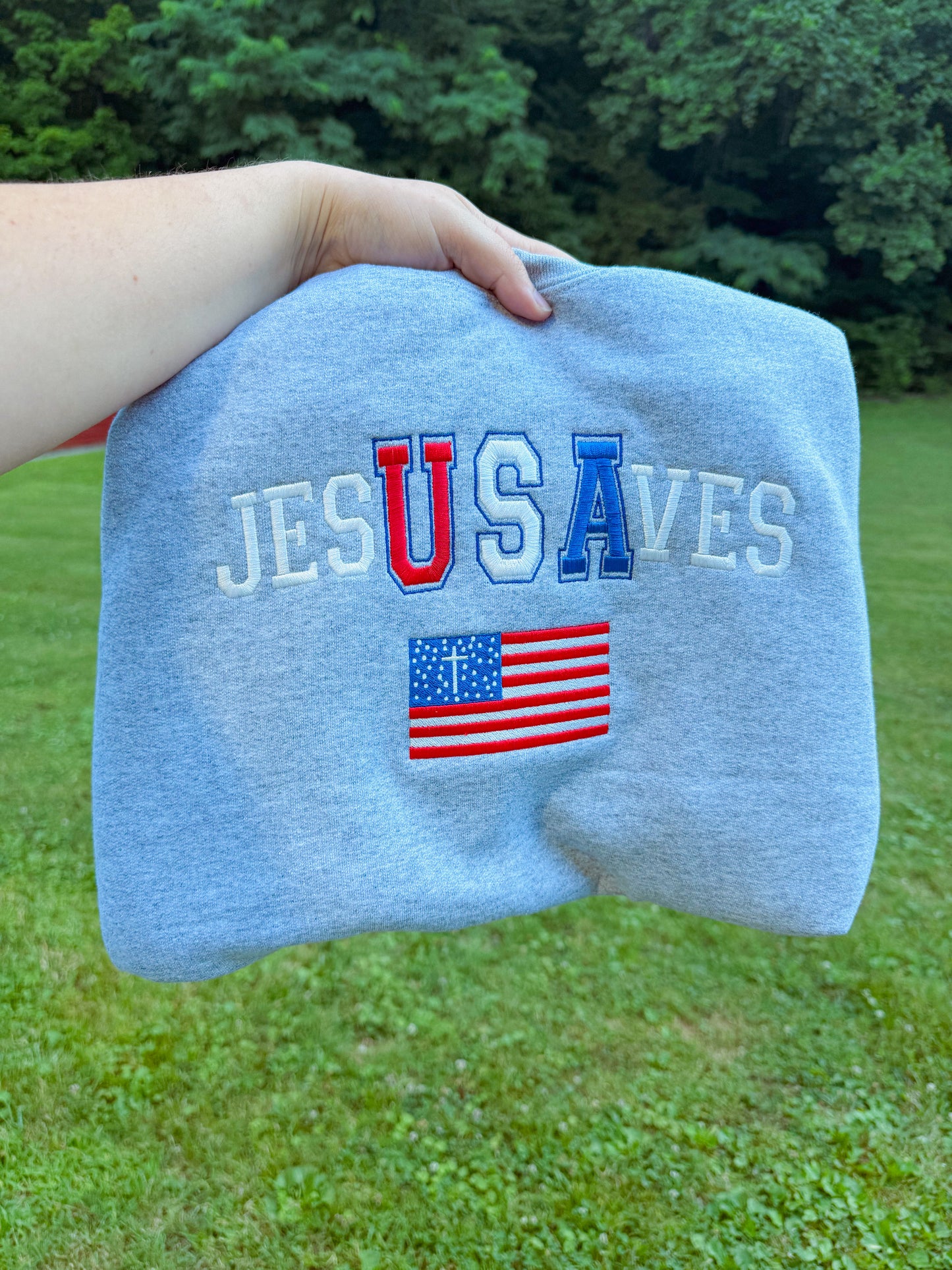 Jesus saves USA embroidered