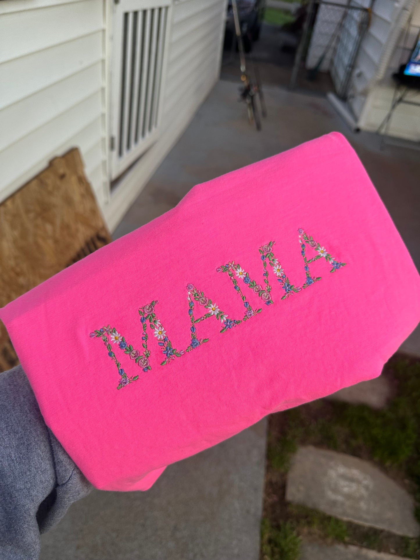 Custom embroidered floral name