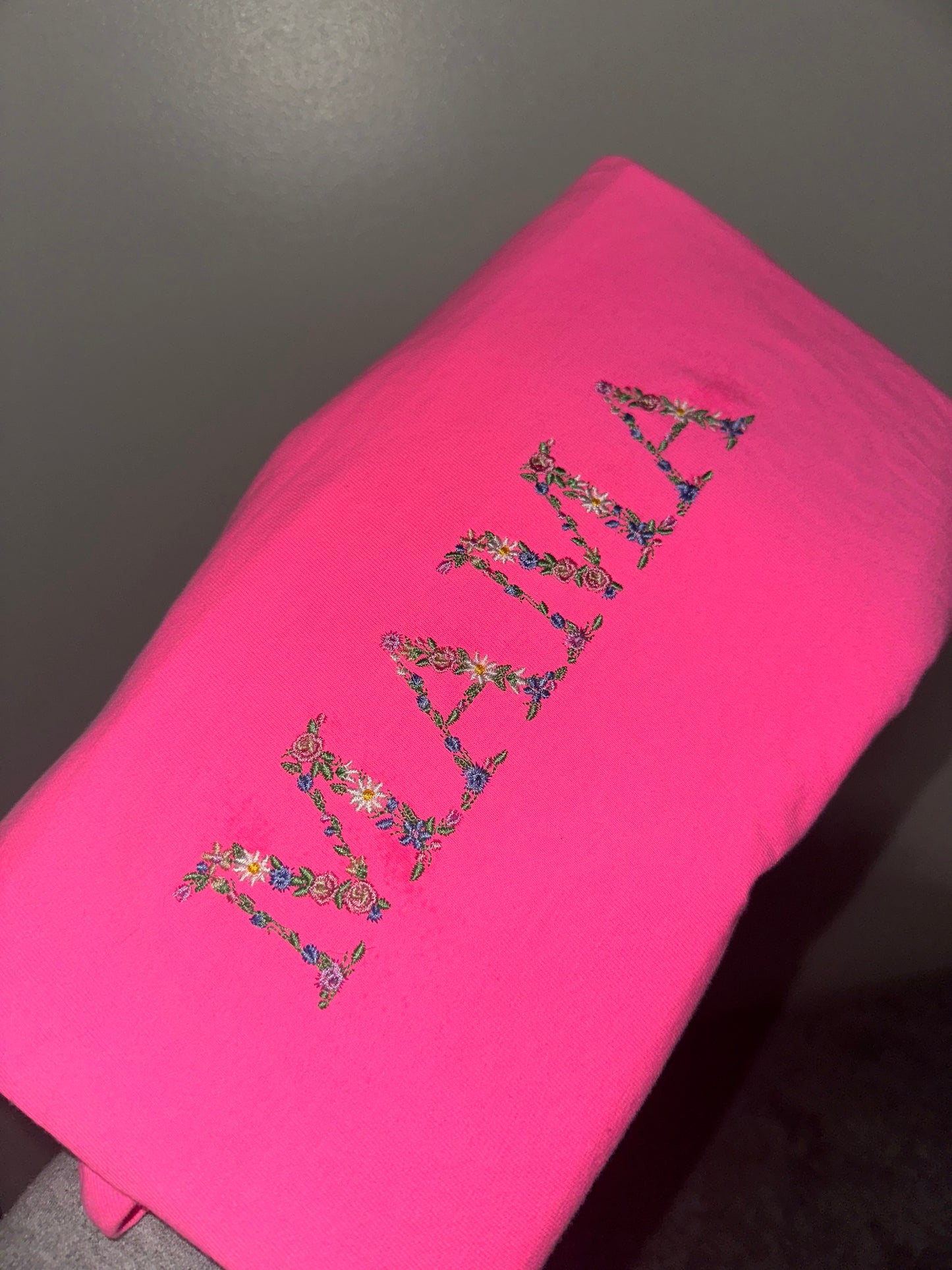 Custom embroidered floral name