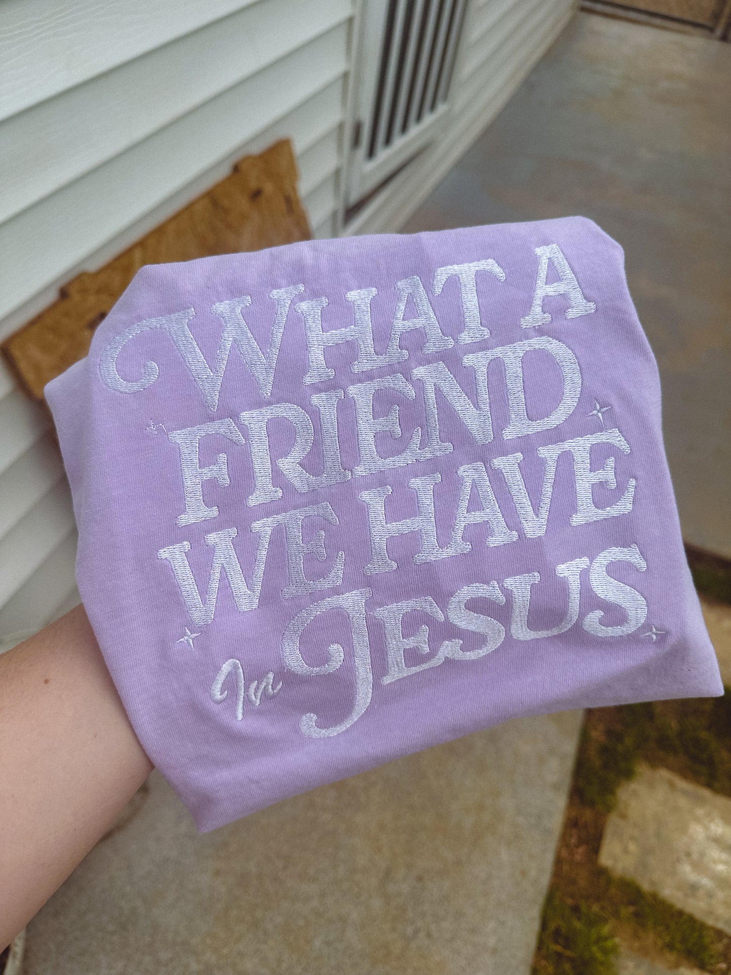 What a friend we have in Jesus embroidered