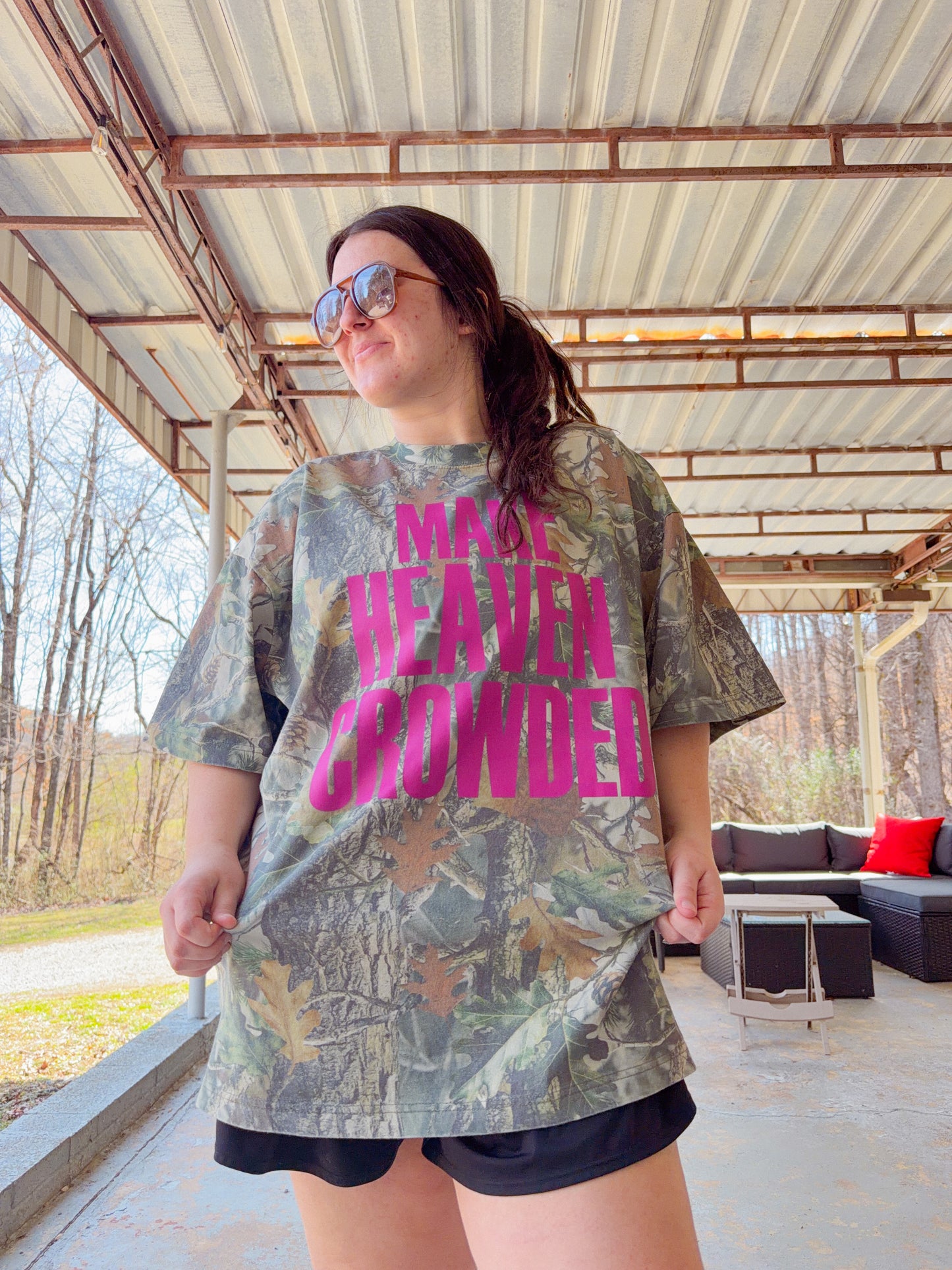 Make heaven crowded camo tee