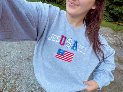 Jesus saves USA embroidered