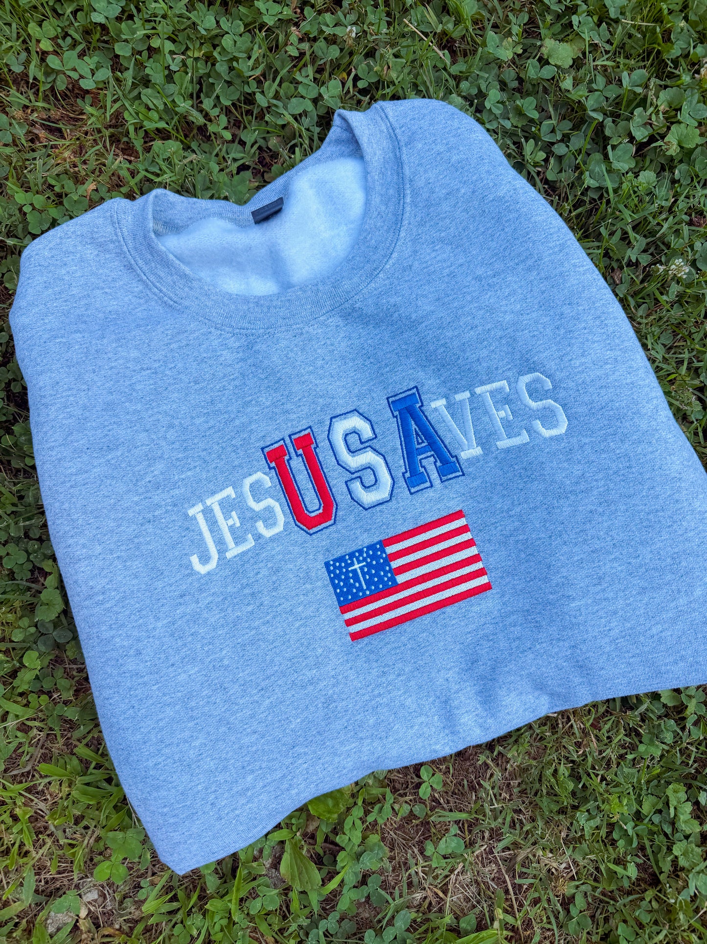 Jesus saves USA embroidered
