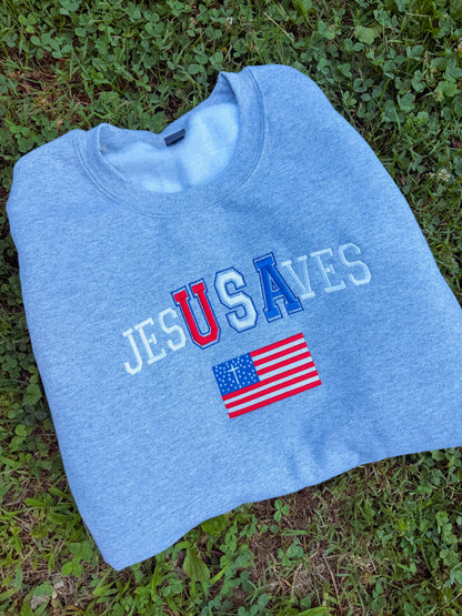 Jesus saves USA embroidered