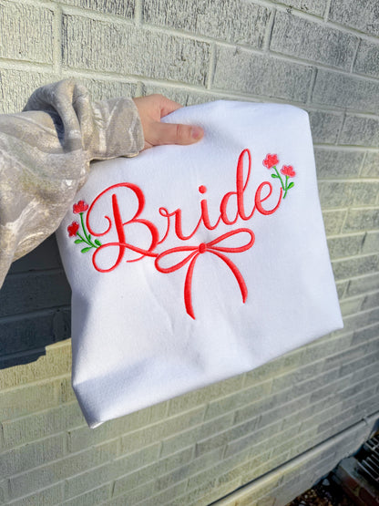 Bride floral embroidered