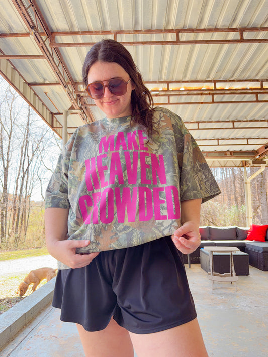 Make heaven crowded camo tee