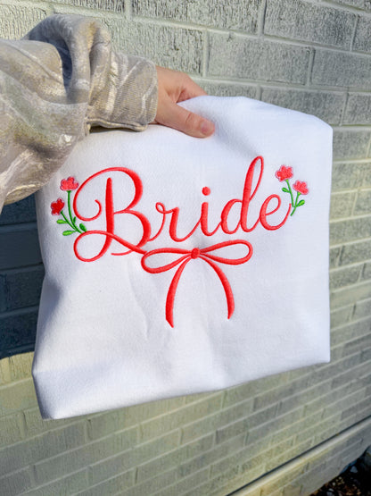 Bride floral embroidered