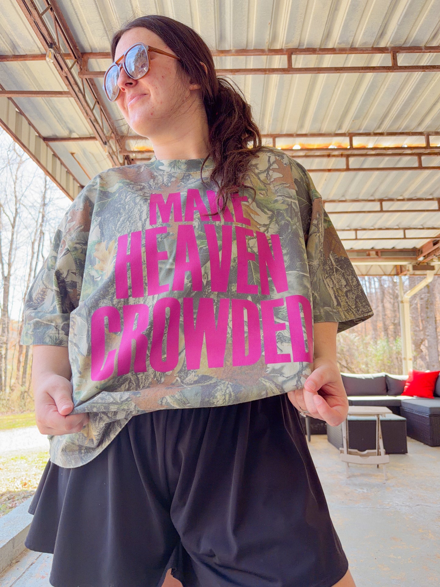 Make heaven crowded camo tee