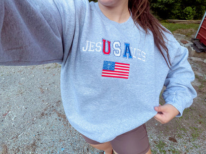Jesus saves USA embroidered