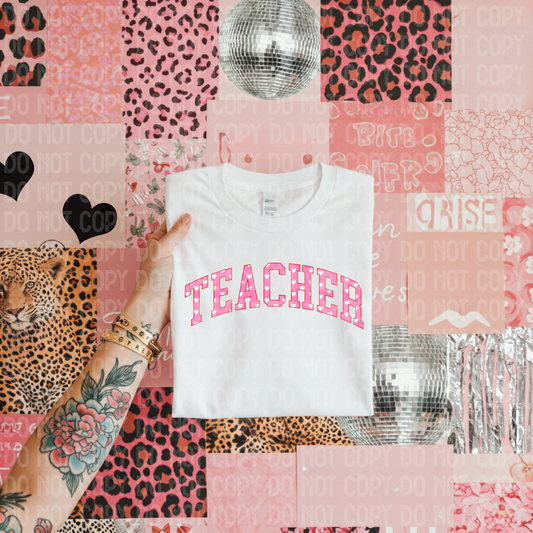 Teacher pink hearts