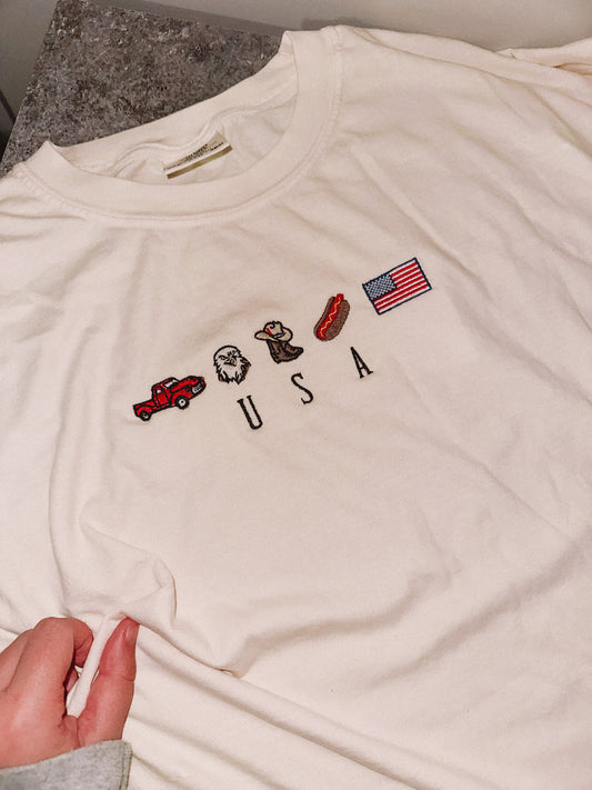 USA icons embroidered