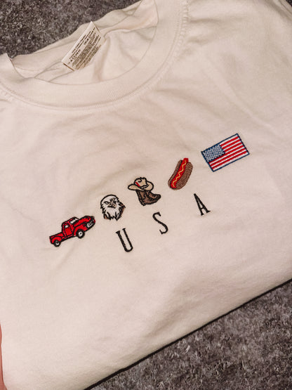 USA icons embroidered
