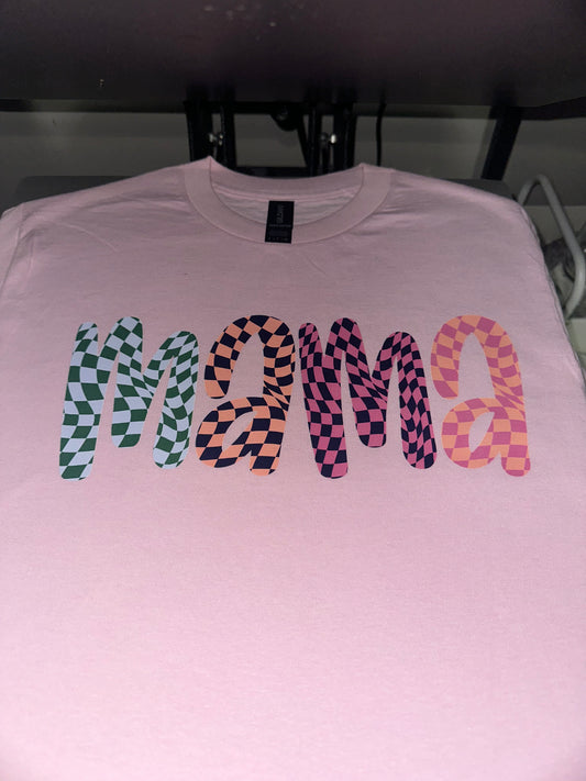 Mama checker - pink tee