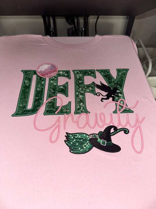 Defy gravity - pink tee
