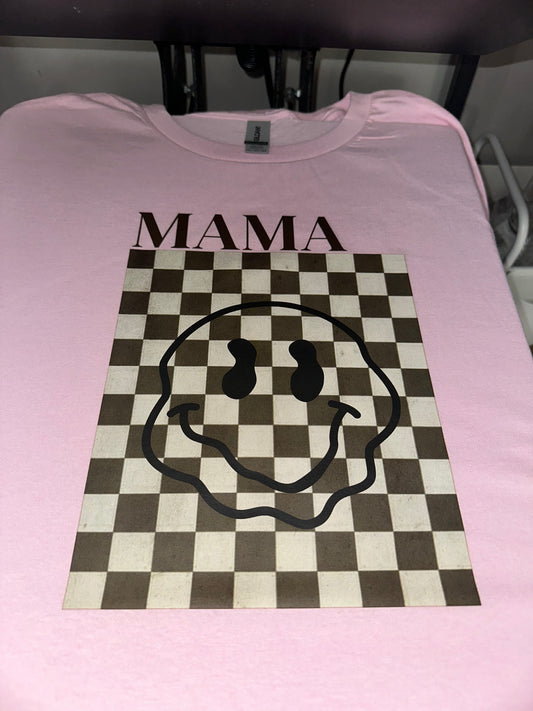 Mama checker - pink tee