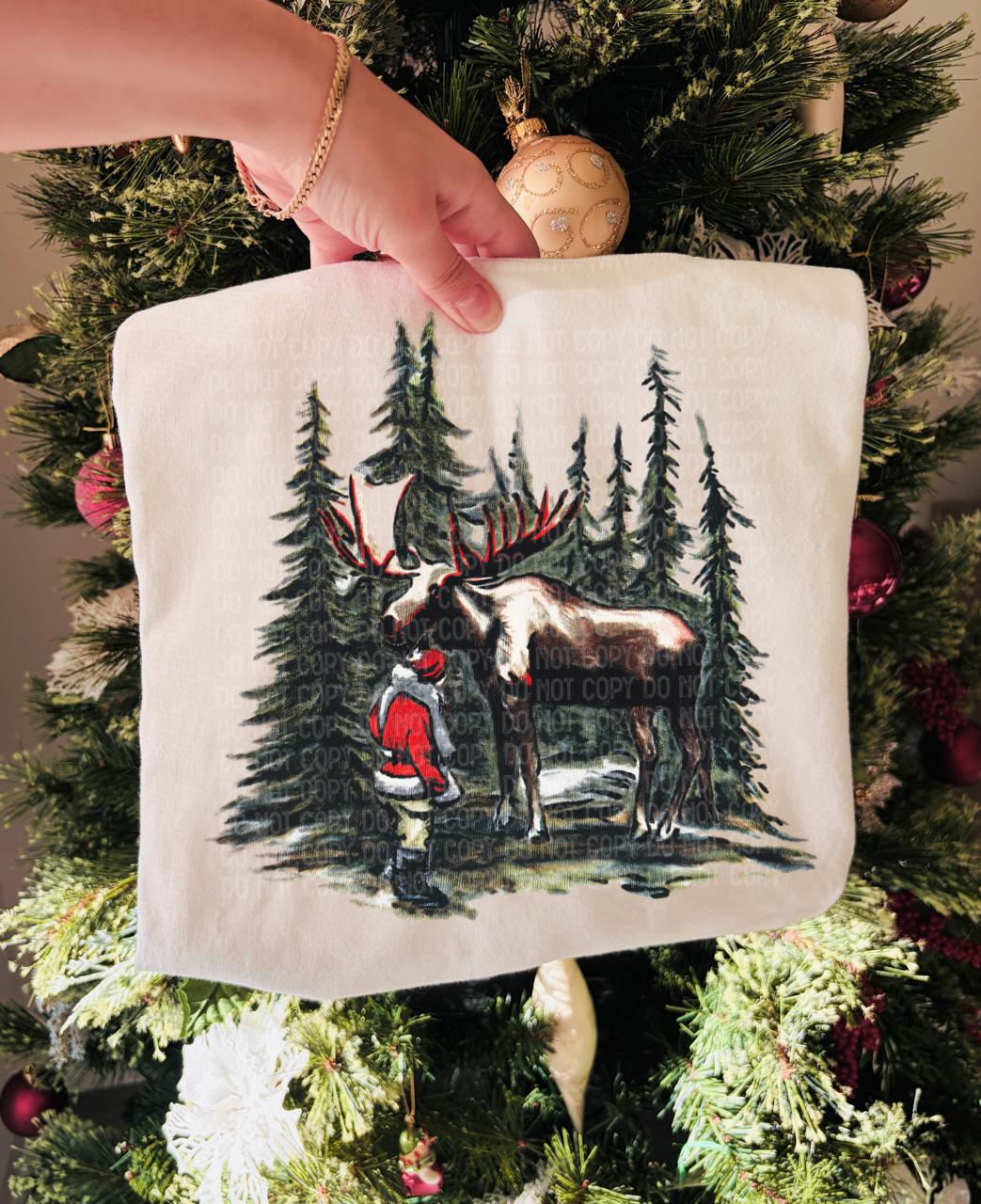 Christmas moose with santa