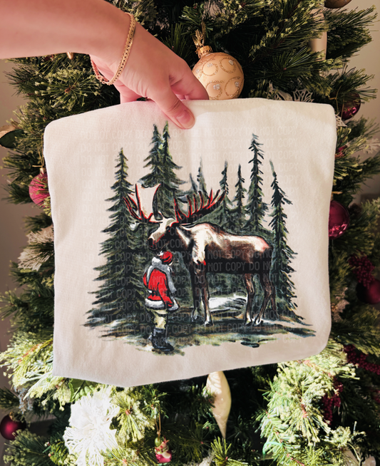 Christmas moose with santa