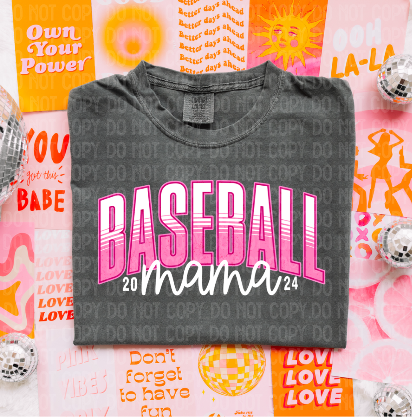 Pink baseball mama (Comfort color option)