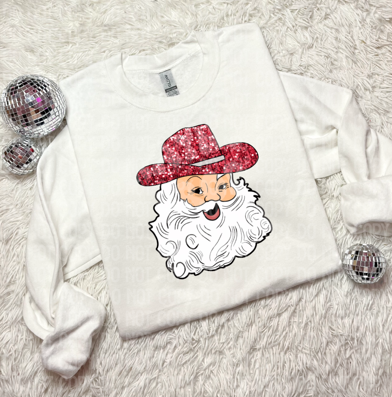 Faux glitter cowboy Santa