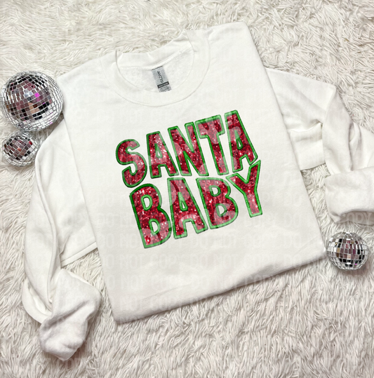 Faux glitter Santa baby