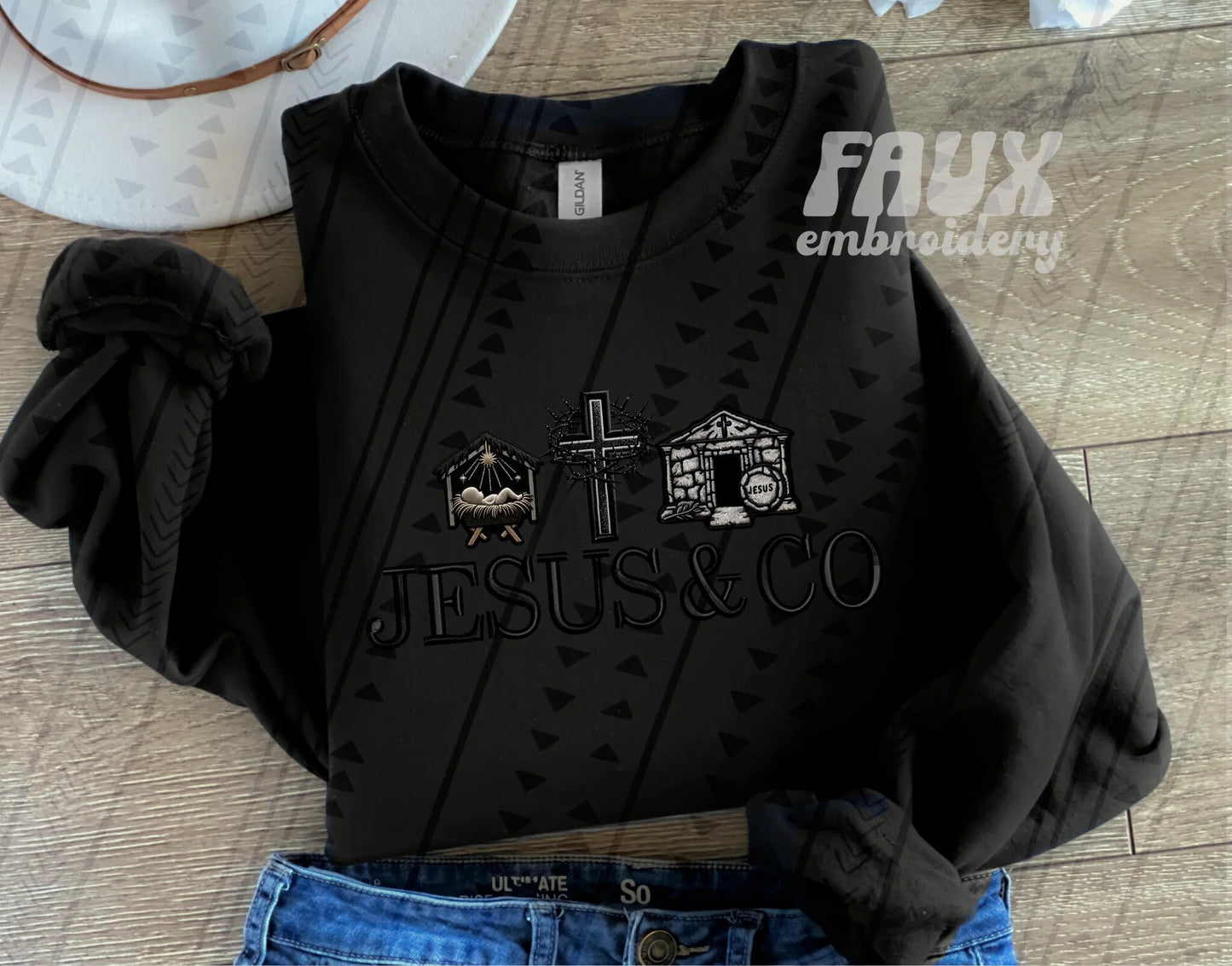 Jesus & Co - Black Faux Embroidery