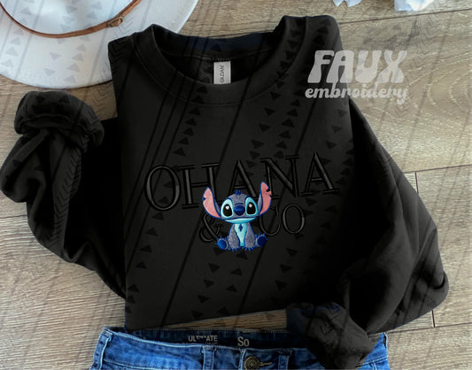 Ohana & Co - Black Faux Embroidery