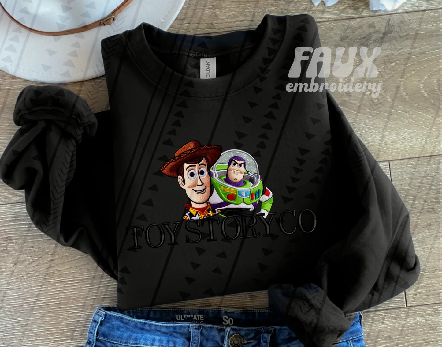 Toy Story & Co - Black Faux Embroidery