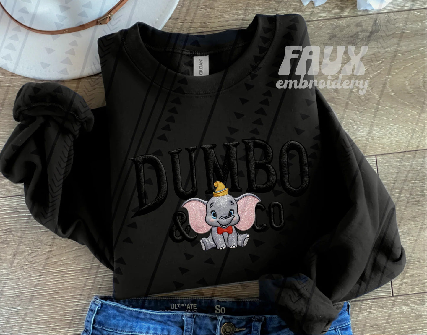 Dumbo & Co -  Black Faux Embroidery